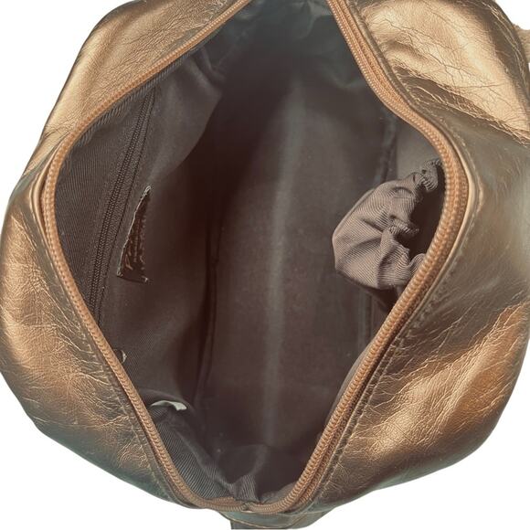 Pritzi Faux Fur Tassel Ball Bronze Mini Shoulder Bag Boho Festival Hippie Chic - Picture 10 of 16